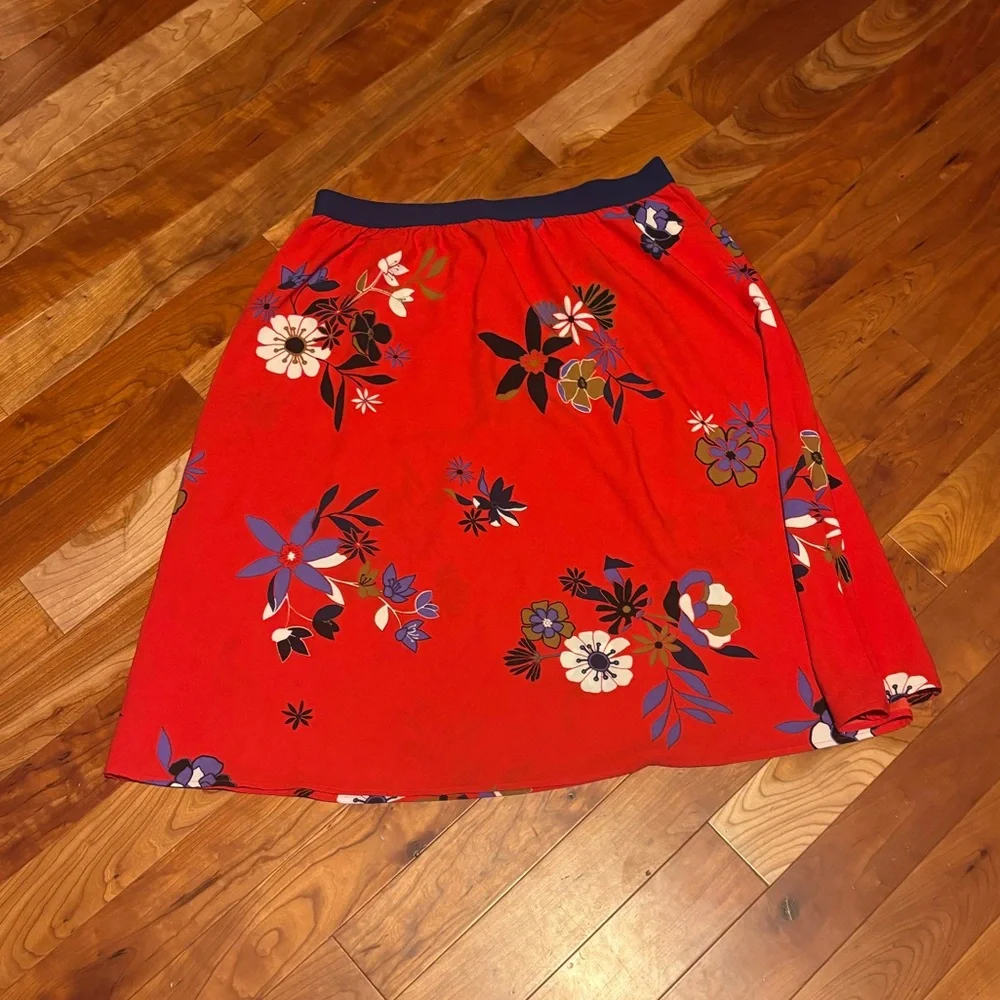 Modcloth Vibrant Red Floral A-Line Skirt